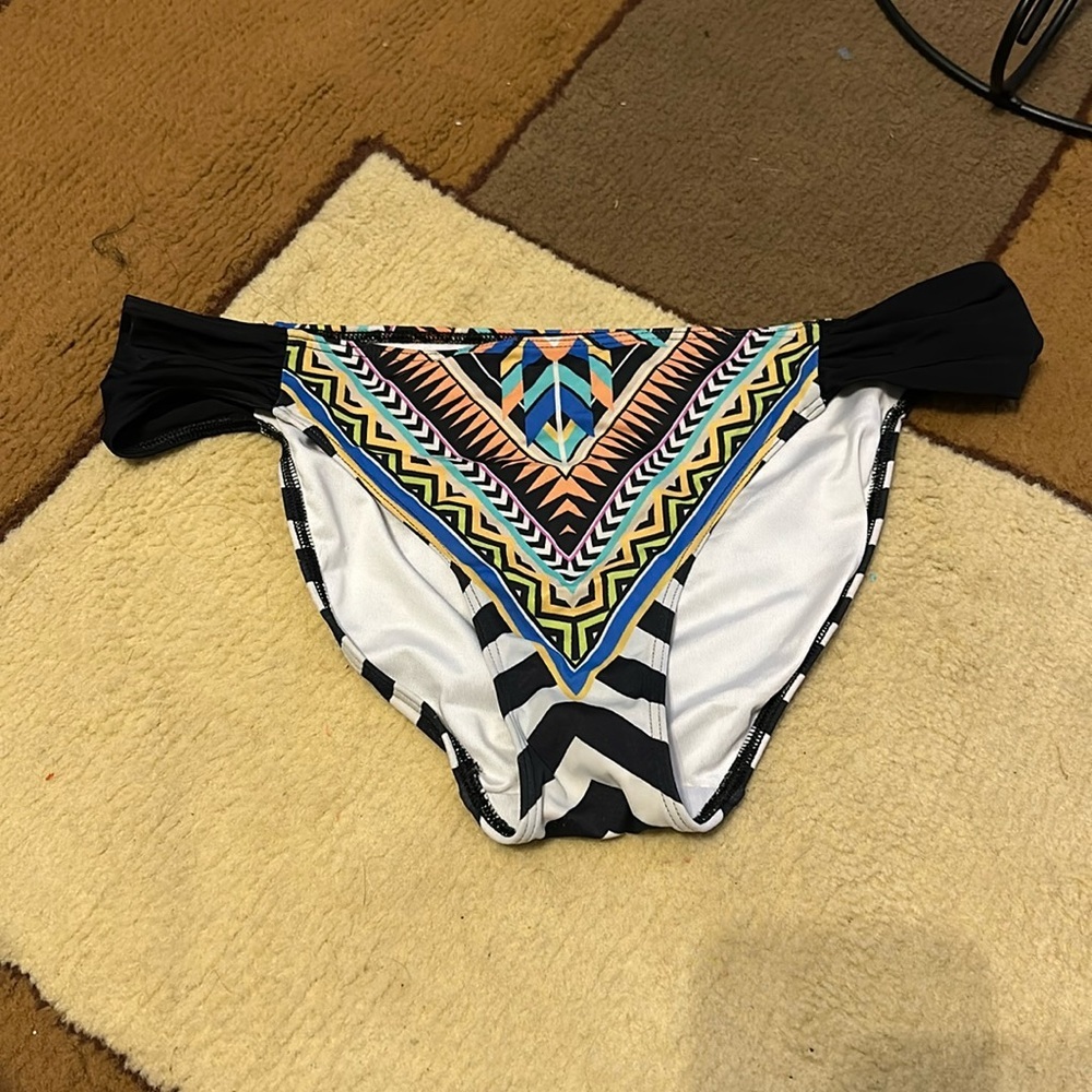 Victoria's Secret PINK Geo Print Ruched Side Bikini Bottom Black Aztec Tribal​